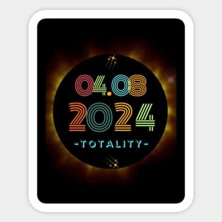 04.08.2024 Totality Solar Eclipse Retro Vintage Sticker